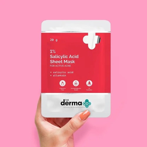 The Derma Co 1% Salicylic Acid Face Serum Sheet Mask With Salicylic Acid (20g) - 第 1/7 張圖片