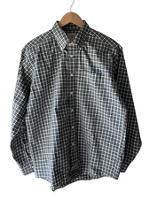L.L. Bean Men's Size M Regular Blue and Green Plaid Button Front Shirt