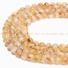 Natural Citrine Smooth Round Beads Size 6mm 8mm 10mm 15.5'' Strand