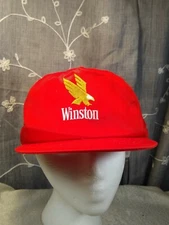 WINSTON CIGARETTES Snapback Hat OS Red Embroidered Logo NHRA NASCAR Vintage NEW