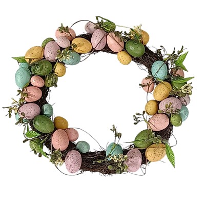 Colorfu Pastell Easter Egg Wreath Home Decor Spring Door 17  Wall Hanging 