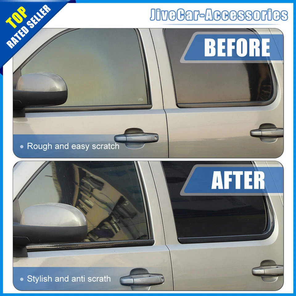 Black Window Bottom Sill Trim Strips For Chevy Silverado Suburban 07-13 Exterior - Imagem 2 de 4