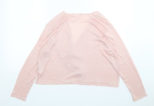 H&M Womens Pink V-Neck Polyester Blend Cardigan Size L - Picture 2 of 12