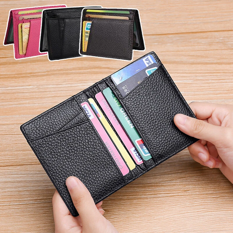 Luxury Men Genuine Leather Thin Wallet Credit Card ID Holder Purse Mini  Wallet