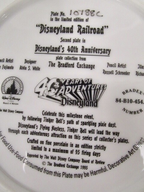 DISNEYLAND'S 40TH ANNIVERSARY PLATE - DISNEYLAND RAILROAD - In Box