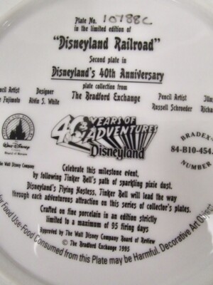 DISNEYLAND'S 40TH ANNIVERSARY PLATE - DISNEYLAND RAILROAD - In Box
