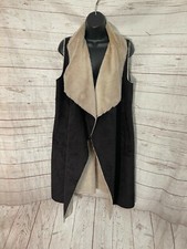 Lovestitch Women’s Elsa Vest Sleeveless Shawl Collar Open Front Brown Size L