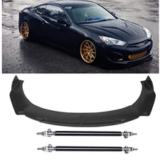Front Bumper Lip Spoiler Splitter Glossy Black Strut Rod For Hyundai Genesis Cou