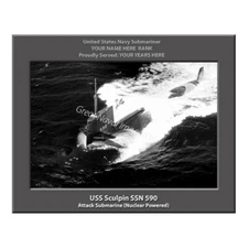 USS Sculpin SSN-590 Personalized Canvas Submarine Photo Print Navy