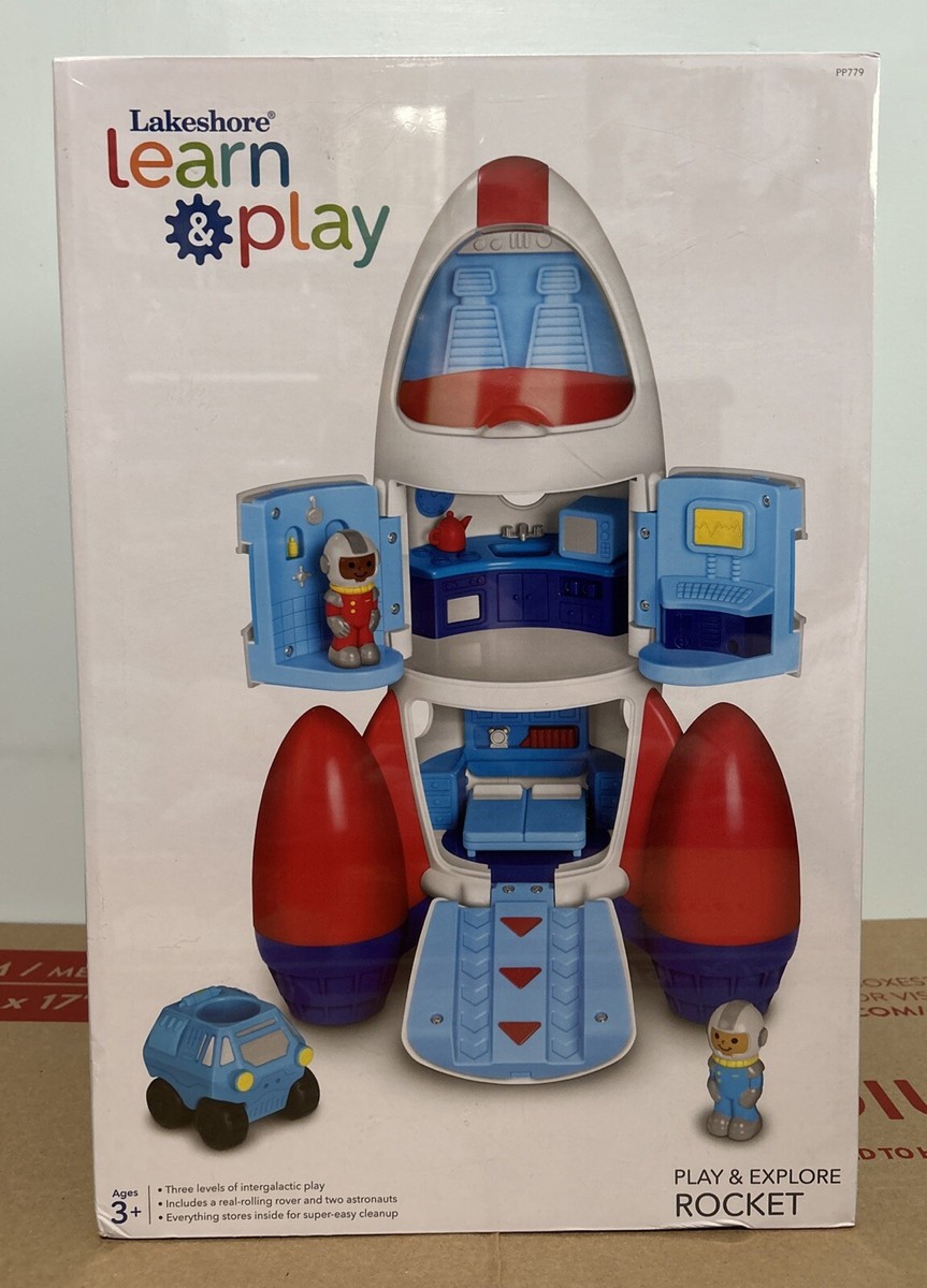 宇宙ゴマ12個セットディスプレイ付　科学玩具 Lakeshore Play & Explore Rocket-with Astronauts Toy G02 for