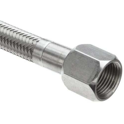 Manguera trenzada de acero inoxidable HFS(R) 3/8"" hembra JIC 12"" de largo revestimiento de PTFE 300 PSI - Imagen 2 de 2
