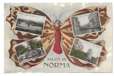 LATINA (907) - Greetings from NORMA (views on butterfly) - Fp/Vg 1917