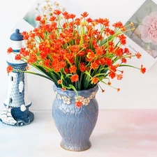 US 4pcs Artificial Fake Flower Orange Small LOTUS Home Decoration Outdoor Floral