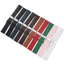 Butterfly Buckle Watch Band Deployment Clasp Genuine Leather Strap 12mm-24mm