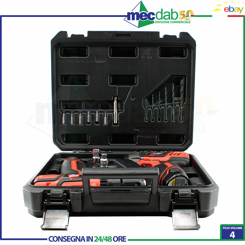 Kit Trapano Con Percussione E Avvitatore Ad Impulsi a Batteria 12v Valex 1429426