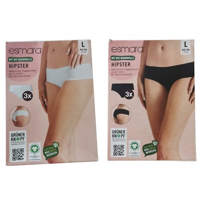 Esmara Hipster 3er Pack Unterhosen Schwarz Weiß S M L Baumwolle