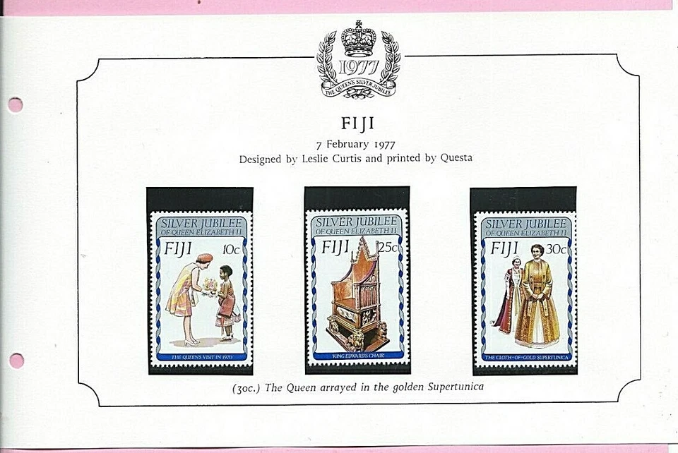 FIJI 1977 - QEII SILVER JUBILEE Set of 3 - SG 536 to 538 Mint MNH - image 2 of 2