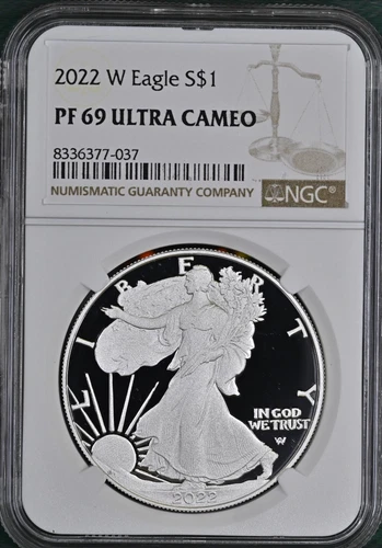 2022 W Proof American Silver Eagle S$1 NGC PF69 Ultra Cameo