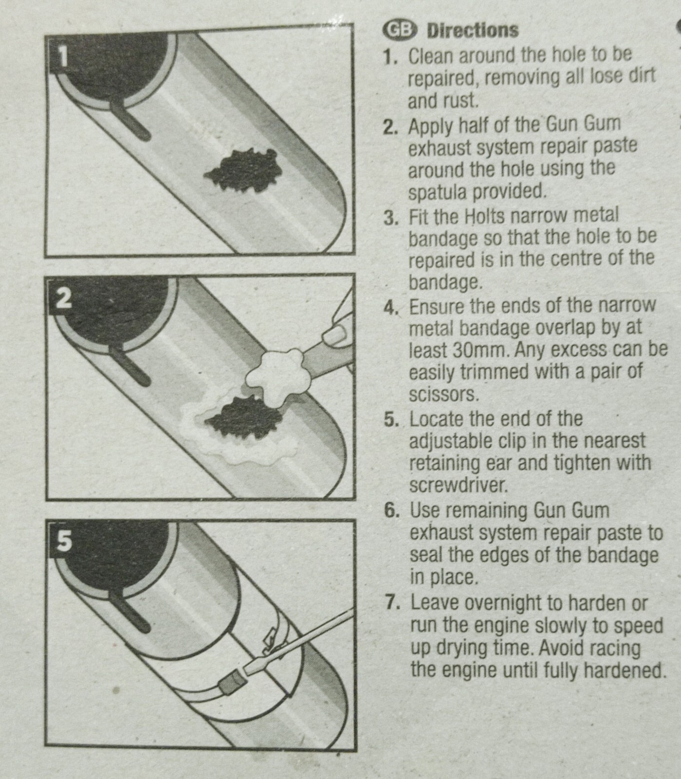 Holts Exhaust Repair Kit Gun Gum Firegum Narrow Metal Bandage Exhaust