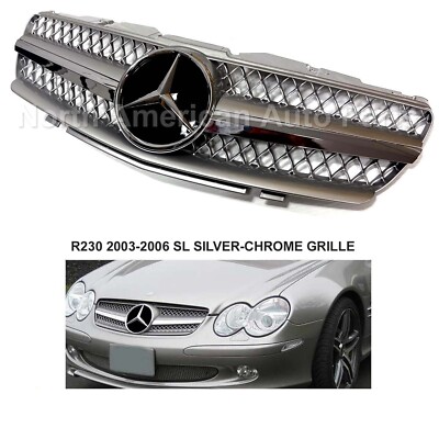 R230 SL500 SL600 Grille Silver Glossy 2003 2004 2005 2006 New