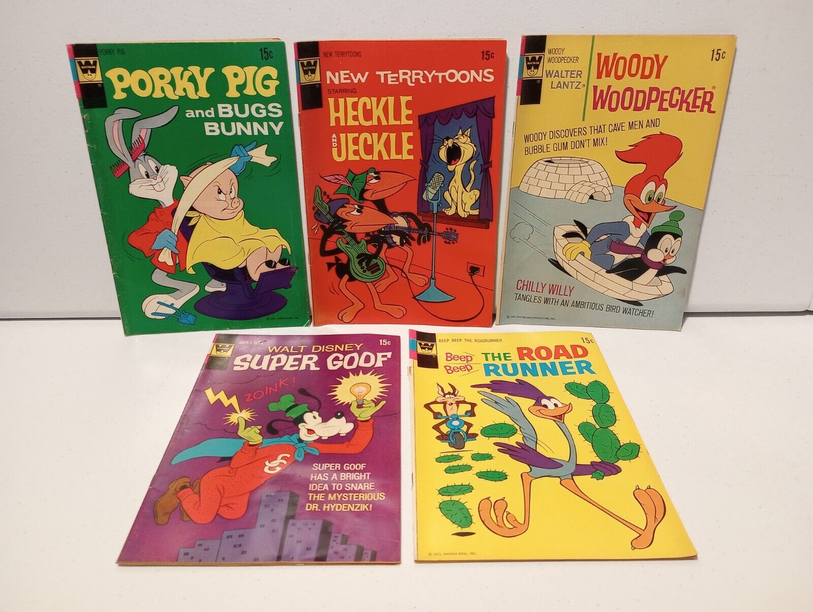 Lot of 5 Vtg 1970s Bronze Age Whitman Comics Bugs Bunny Woody Goofy Roadrunner 