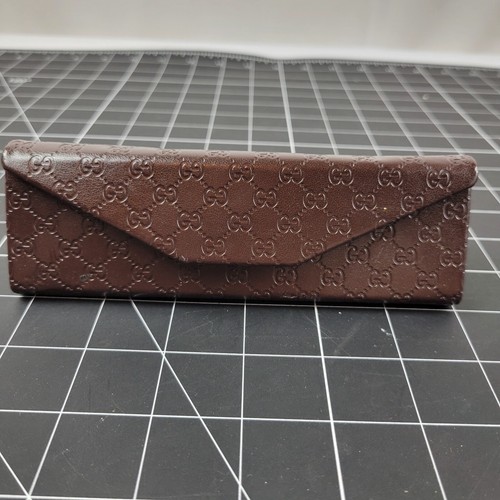 Gucci Eyeglasses Sunglasses Case Logo Embossed Brown Trifold Designer - Picture 11 of 14
