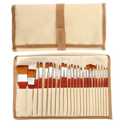 24pcs Paint Brush Set, Art Paint Brush Kit Set, Expert Series, with Canvas Brush