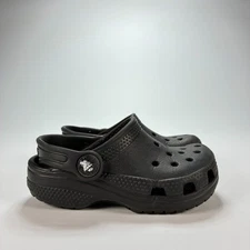 Crocs Classic Clog Iconic Black Slip On Comfort Sandals Lightweight Kids Size C7