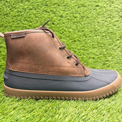 Sperry Breakwater Mens Size 9.5 Brown Blue Outdoor Waterproof Lace Up Duck Boots