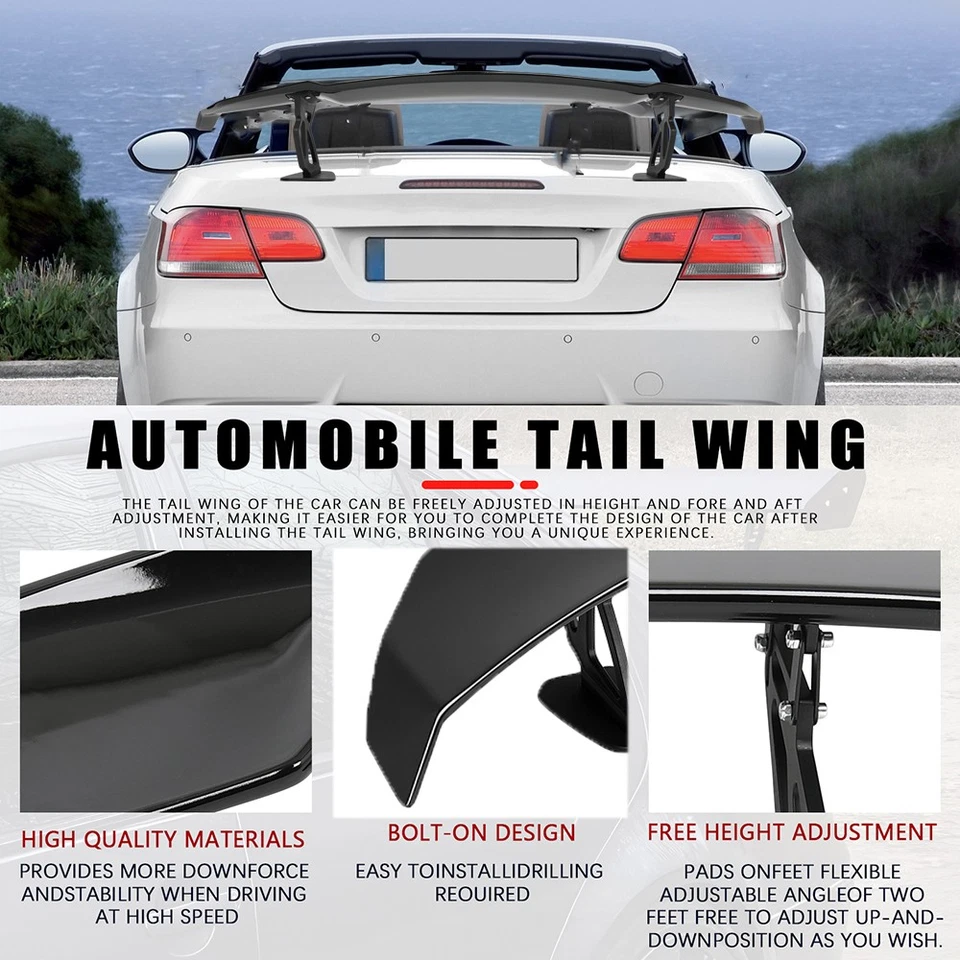 Alerón de maletero 55" negro brillante estilo GT para Mercedes Benz C300 C200 W205 W204 C63 Foto 3 de 4