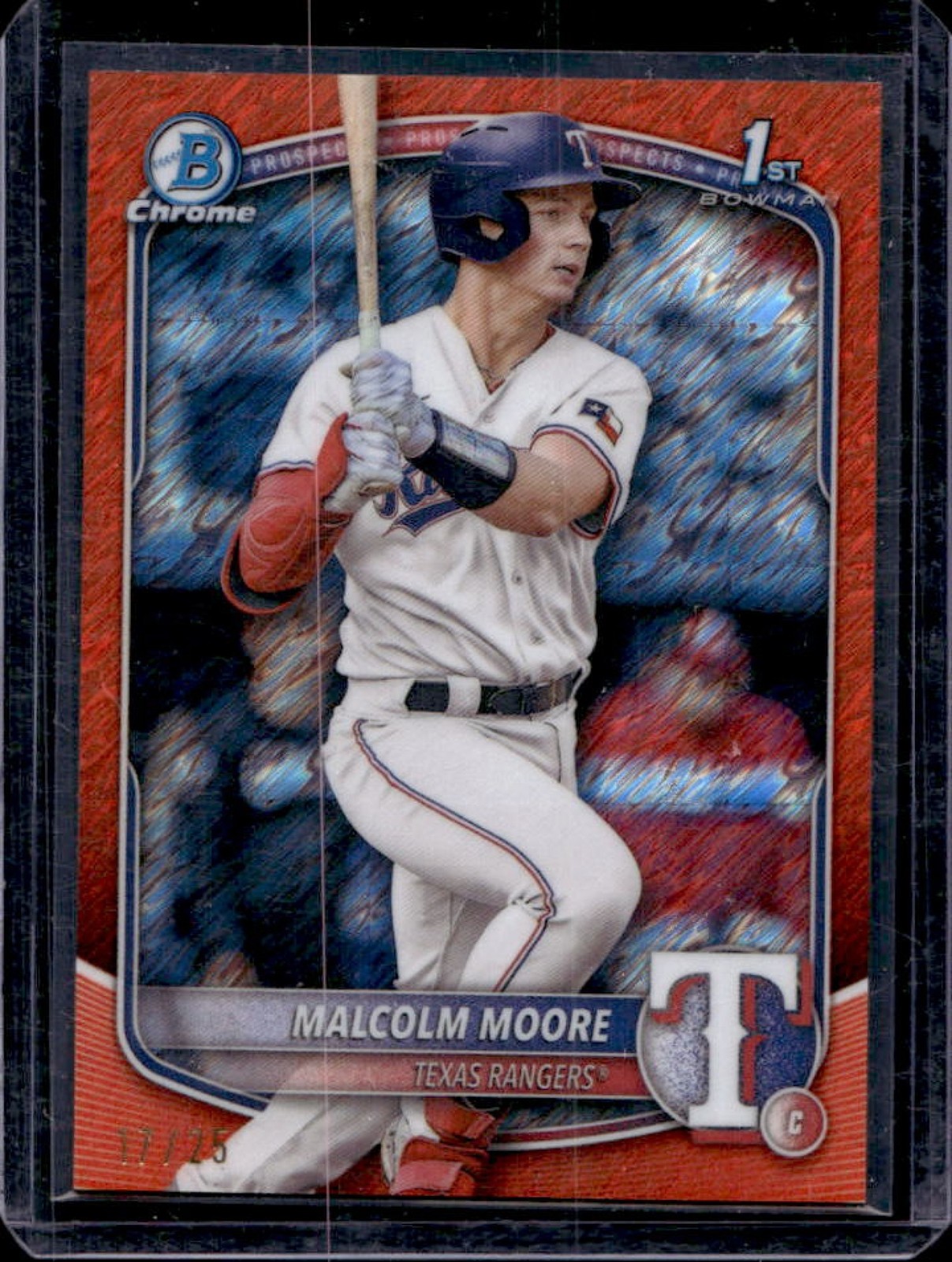 2025 Bowman Malcolm Moore Chrome Orange Shimmer Refractor 1st #17/25