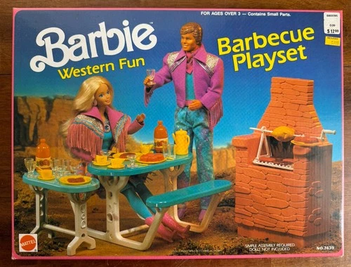 🎀🍗VTG Mattel Barbie Western Fun Barbecue Playset 1989 7439 NEW MIB🍗🎀