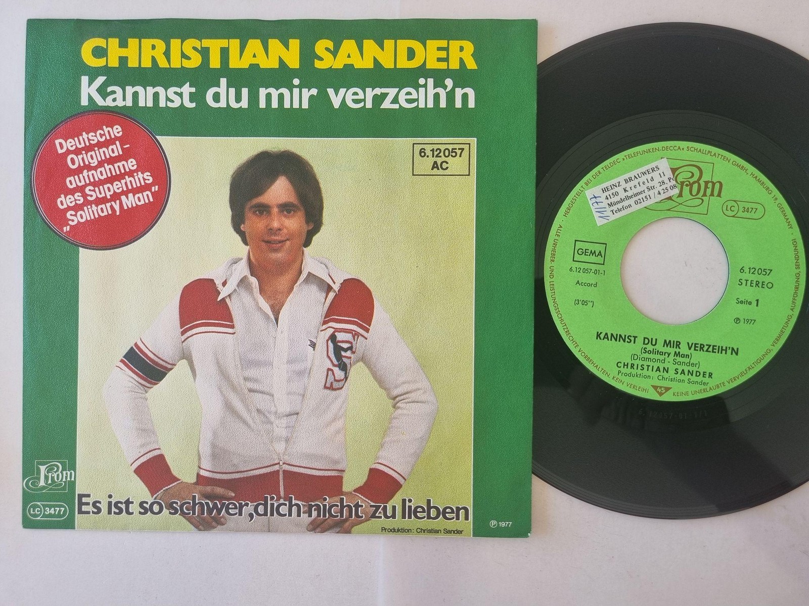 Christian Sander - Kannst Du Mir Verzeih'n 7'' Vinyl Germany/ CV Neil Diamond