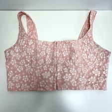 Floral Corset Top Sz XL Pink Coquette Cottage Ren Faire Milkmaid Fairy Romantic