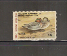 Oklahoma State Duck Stamp 1982 $4.00 at face value