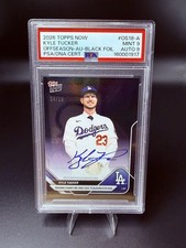 Topps 2026 Now Offseason Kyle Tucker Black Foil, Auto PSA 9, 4/10 Pop 1 Dodgers