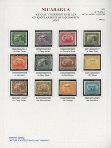 NICARAGUA BYERLEY Specialized Album Page Lot #77 - 1926 OFFICIALS MINT - $$$
