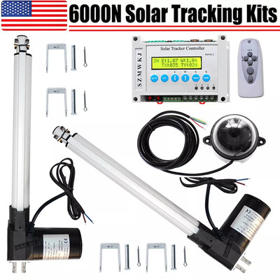 Dual Axis Solar Panel Tracking Kits-6000N 12'' Linear Actuator &LCD Controller IG
