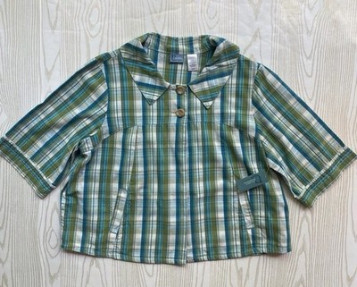 Classic Elements NWT Womens Swing Jacket 16/18W Green Plaid Coastal 100% Cotton