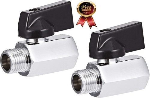 2 Pack Brass Mini Ball Valve 1/4" NPT Female X Male Thread Shut-Off Valve (1/4"
