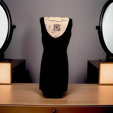Kay Unger New York Black Sleeveless Sheath Knee Length Scoop Neck Dress Size 10