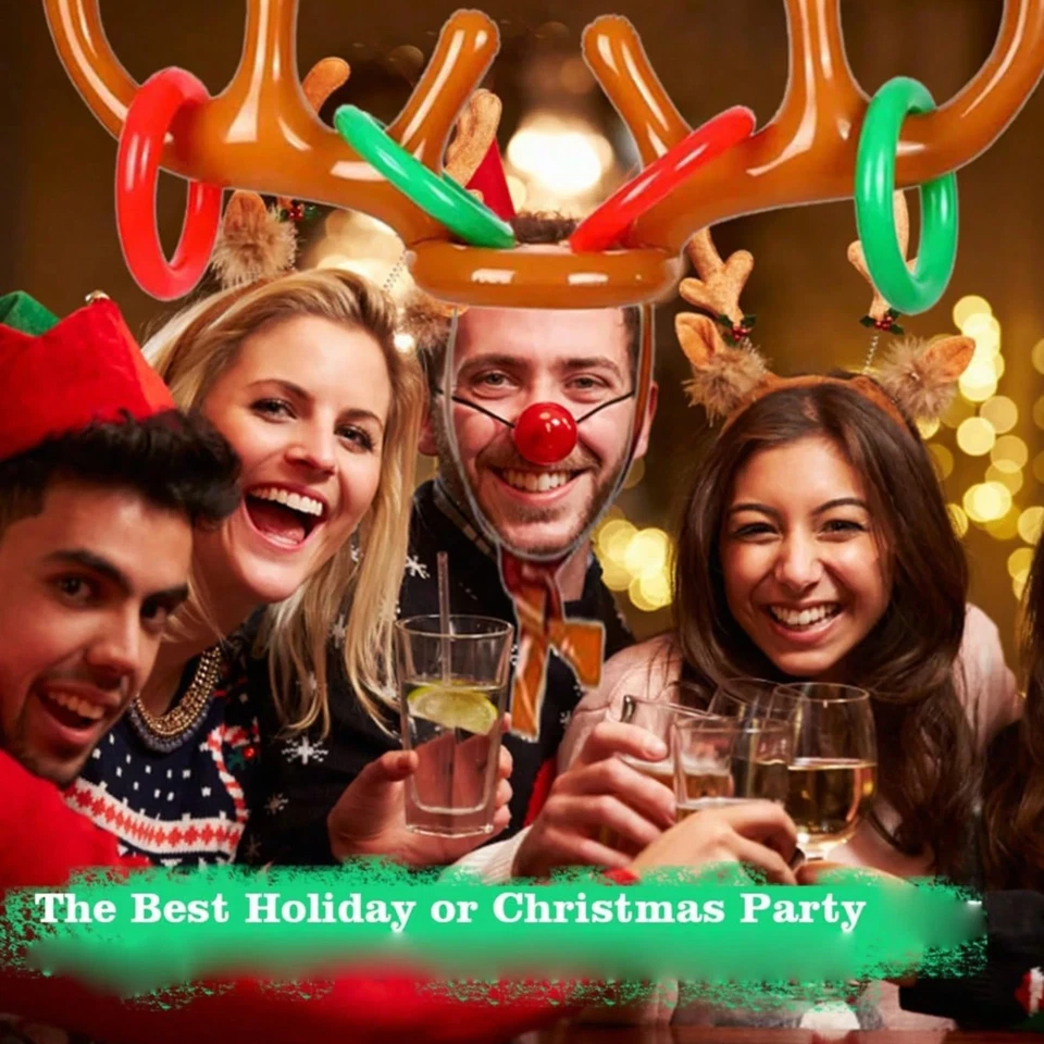 Inflable Cuerno de Reno Sombrero Anillo Lanzamiento Juego Navidad Fiesta Familiar Juego Juego de Juguetes Foto 4 de 4