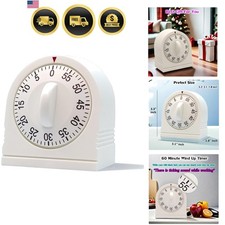 60 Minute Wind Up Timer, Visual Mechanical Timer with Loud Alarm, Manual Coun...