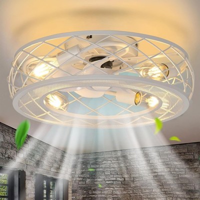 MOSSCO 50CM Käfig Deckenventilator mit Beleuchtung, Fernbedienung, 6 Geschwindigkeiten, reversibel, Bronze