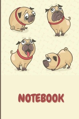 Notizbuch Pug 120 Seiten 6  x 9  für Notizen, Tagebuch, Schreibblock