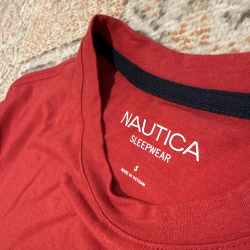 Nautica Herren S Rot Baumwolle Nachtwäsche Oberteil Rundhals Langarm 1 Stück - Bild 4 von 4