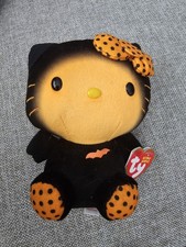 Ty Hello Kitty 6" Halloween Orange Black Bat Beanie Babies Plush Sanrio 2014 NWT