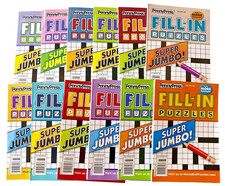 NEW Lot of 11 Penny Press Dell Original FILL IN Super Jumbo Puzzle Books