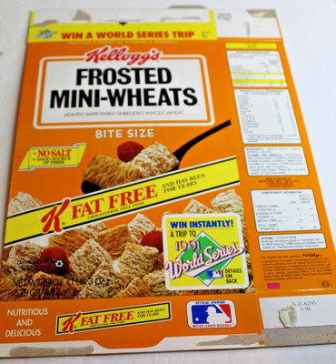Vintage Kellogg's Frosted Mini Wheats Cereal Box - 1991 - World Series Promo