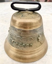 Cloche de Troupeau Antique en Bronze - St Flour - Décor Croix Coquille Lys